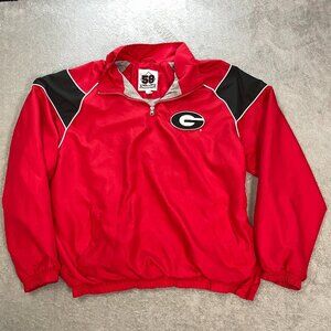 Vintage 58 Sports University of Georgia Bulldogs Windbreaker Medium‎ Red 1/4 Zip